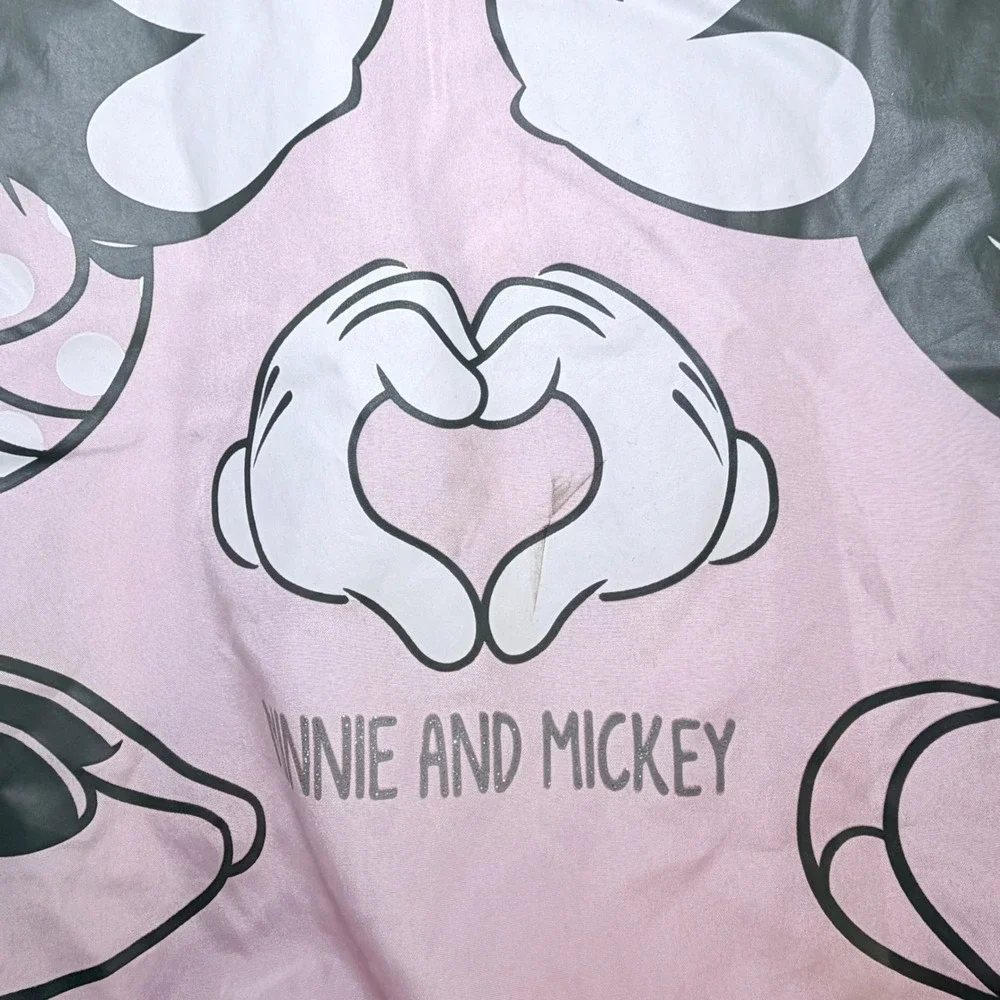 Disney Minnie Mickey Mouse Pink Hooded Windbreaker Jacket with Ears and Bow Kids